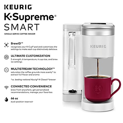 Keurig K-Supreme SMART Single Serve Coffee Maker With WiFi Compatibility, 4 Brew Sizes & 3-Month Brewer Maintenance Kit Includes Descaling Solution, Water Filter Cartridges & Rinse Pods, 7 Count