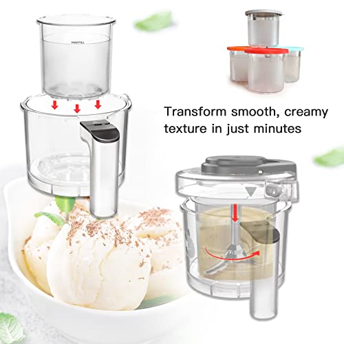 WWECATION 4 Pack of Silicone Lid Containers Replacement for Ninja Creami Pints and Lids - Compatible with NC301, NC300, and NC299AMZ Series Ice Cream Makers - Airtight and Dishwasher Safe