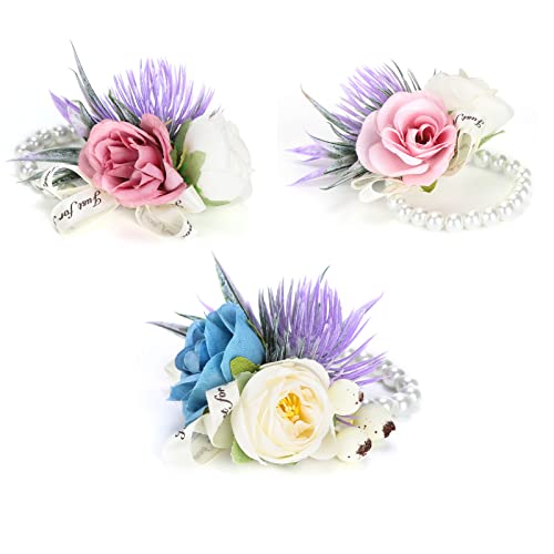 Xnferty Wrist Flower, Corsage Wristlet Corsages Bridal Bridesmaid Corsage Wristletfor Wedding Party(Pink)