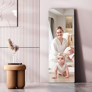 Hasipu Full Length Mirror Wall Mounted, 47"x 16" Door Mirror, Over The Door Mirror, Full Body Mirror, Hanging Mirror Round White