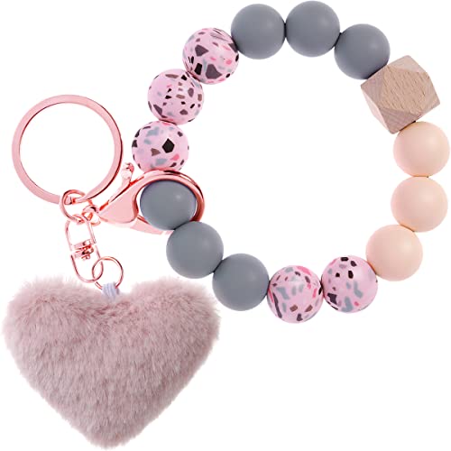 Key Ring Bracelet Silicone Beaded Cute Keychain Wristlet for Women Can Hang Wallet Key Chains Women for Car Keys