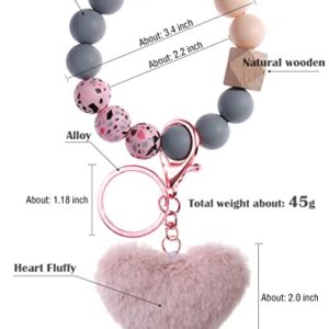 Key Ring Bracelet Silicone Beaded Cute Keychain Wristlet for Women Can Hang Wallet Key Chains Women for Car Keys