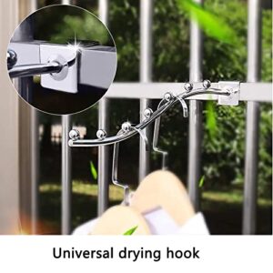 UtySty 2 Pack Mini Clothes Drying Rack Stainless Steel Stick Clothing Laundry Holder Organizer for Balcony Window Guard Attachement Indoor Outdoor Wardrobe Bathroom Door Bedside Hanging Hooks