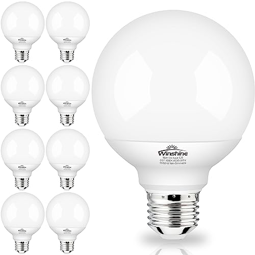 winshine 8 Pack E26 LED Globe Light Bulbs, 3000K Soft White 40W Equivalent 120V Bathroom Light Bulbs, G25 Vanity Light Bulb for Bathroom Makeup Mirror, Bedroom Lights CRI85+, 550LM, Non-dimmable