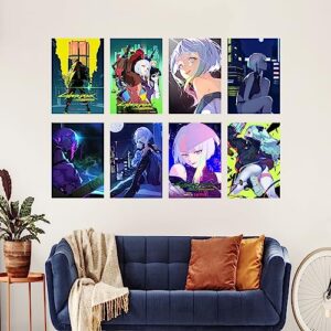 MiodiyaArt Anime Cyberpunk Edgerunners Poster 8 Pcs 16.5 x 11.5 inch Wall Decor Anime Merch Art Prints HD Posters for Fans