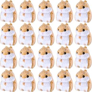 20 pieces small hamster plush animals cute hamster plush stuffed animal small stuffed doll keychain key holder bag pendant party favor for kids birthday party favors diy home decor (light brown)