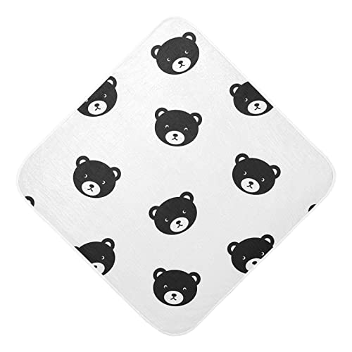 Pigsaly Cute Teddy Bear Faces Hooded Baby Towel Black Animals Baby Bath Towel Unisex Toddlers Hooded Towels Cotton Boy Washcloths Girl Shower Towel for Infant Newborn 30 x 30 in