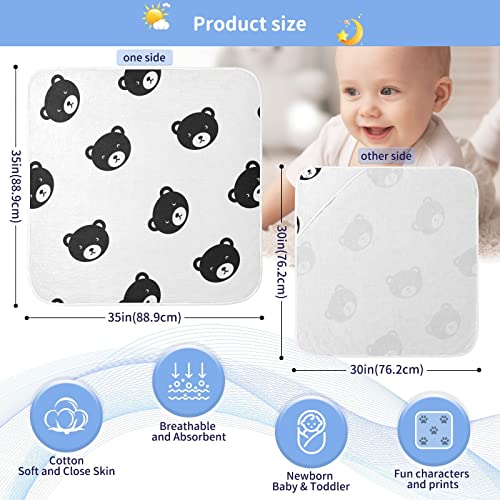 Pigsaly Cute Teddy Bear Faces Hooded Baby Towel Black Animals Baby Bath Towel Unisex Toddlers Hooded Towels Cotton Boy Washcloths Girl Shower Towel for Infant Newborn 30 x 30 in