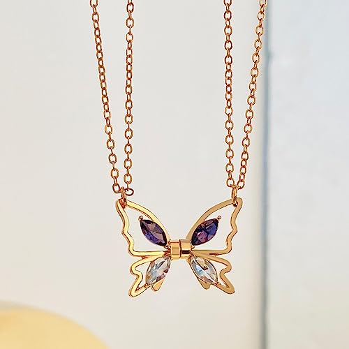 IPMIDZHI Friendship Necklace BFF Necklace for 2 Cute Matching Butterfly Pendant Best Friend Necklaces for Girls Women Friends Birthday Gifts