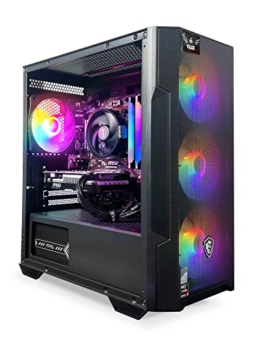 NSX Gaming PC Desktop – AMD Ryzen 5 5500 3.6 GHz, GTX 1650 D6 Ventus XS, 512GB M2 NVME, RGB RAM 16G DDR4 3600, 650W 80PLUS Bronze PSU, Windows 11 Home 64-bit Built in USA