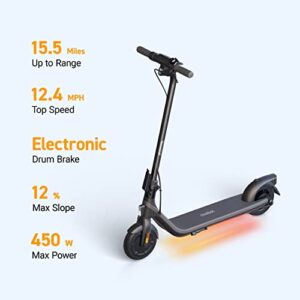 Segway Ninebot E2 Electric KickScooter- 250W Brushless Motor, Up to 15.5 Miles Range & 12.4 MPH, 8.1" Shock-Absorbing Tires, Electronic Drum Brake, Commuter E-Scooter for Adults and Teens