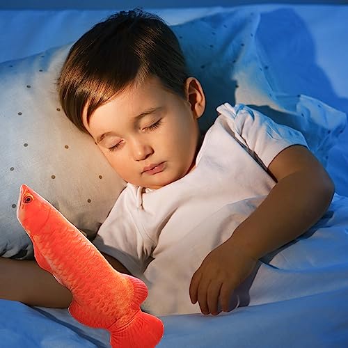 AUCOOMA Fish Plush Stuffed Animal Red Gold Arowana Fish Plush Pillow Plushie Toy 11.8"