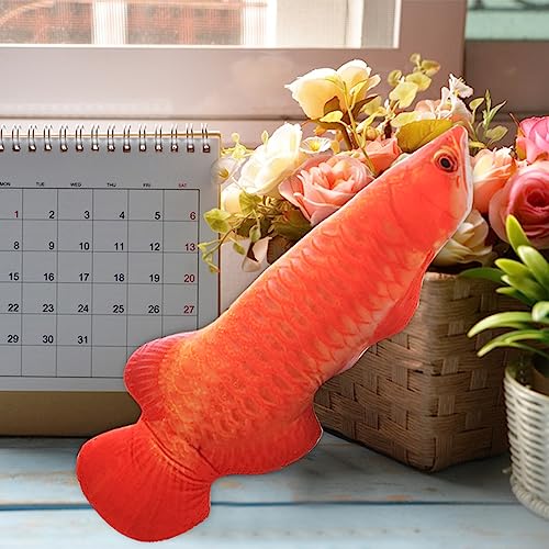 AUCOOMA Fish Plush Stuffed Animal Red Gold Arowana Fish Plush Pillow Plushie Toy 11.8"