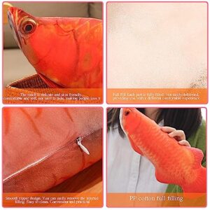 AUCOOMA Fish Plush Stuffed Animal Red Gold Arowana Fish Plush Pillow Plushie Toy 11.8"