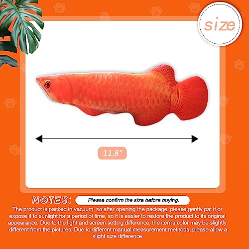 AUCOOMA Fish Plush Stuffed Animal Red Gold Arowana Fish Plush Pillow Plushie Toy 11.8"