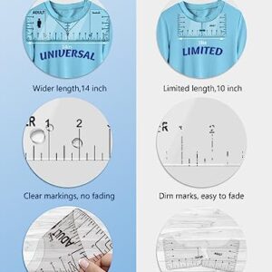Tshirt Ruler Guide Vinyl Alignment Tool - Sublimation Accessories, T Shirt rulers to Center Designs, Transparent V-Neck/Round PVC Ruler for Adult Youth Toddler Infant 2XL-6XL