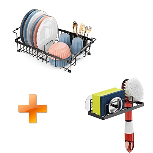 iSPECLE Dish Drying Rack and Sponge Holder, Sink Dish Rack and Kitchen Sink Caddy, 2 Packs, Bundle Sales