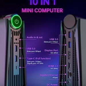 [Gaming PC] Ryzen Mini PC, AMD Ryzen 7 5800U(up to 4.4Ghz) 16GB DDR4 512GB NVME SSD Mini Desktop Computer, Windows 11 Pro Mini Computers [WiFi6/BT5.2] [4K UHD/RGB Lights/3 Adjustable Mode PC Gaming]