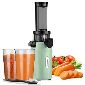 juicer machines-sovider compact slow masticating juicer extractor- 3.1" wide chute cold press juicer for high nutrient fruits vegetables easy clean with brush| pulp, measuring cup, reverse function (dark green) (slow masticating juicers)