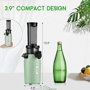 Juicer Machines-SOVIDER Compact Slow Masticating Juicer Extractor- 3.1" Wide Chute Cold Press Juicer for High Nutrient Fruits Vegetables Easy Clean with Brush| Pulp, Measuring Cup, Reverse Function (Dark Green) (Slow Masticating Juicers)