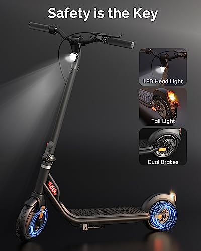 Atomi Electric Scooter E20, 500W Motor Electric Scooter with 19 Miles Long Range, 15.6 Mph Speed, Portable Folding Commuting Scooter for Adults with Double Braking System and Smart App