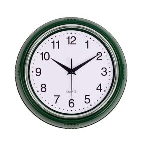 SkyNature 9.5 Inch Wall Clock, Silent Non-Ticking Battery Operated Kitchen Wall Clock, Decorative Classic Small Analog Clock for Living Room, Bedroom, Bathroom - Green