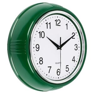 skynature 9.5 inch wall clock, silent non-ticking battery operated kitchen wall clock, decorative classic small analog clock for living room, bedroom, bathroom - green