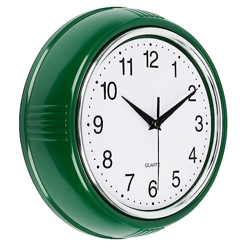 SkyNature 9.5 Inch Wall Clock, Silent Non-Ticking Battery Operated Kitchen Wall Clock, Decorative Classic Small Analog Clock for Living Room, Bedroom, Bathroom - Green