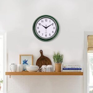 SkyNature 9.5 Inch Wall Clock, Silent Non-Ticking Battery Operated Kitchen Wall Clock, Decorative Classic Small Analog Clock for Living Room, Bedroom, Bathroom - Green