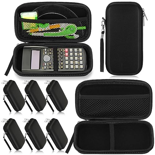 Hoteam 10 Pcs Scientific Calculator Case Graphing Calculator Case for Hard Travel Protective Case 7.3'' x 3.5'' Calculator Storage Holder Organizer with Mesh Pocket for Students, Worker (Black)