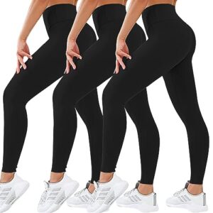tmaihohia 3 pack high waisted leggings for women workout gym tummy control compression butt lift leggings yoga pants l/xl black/black/black