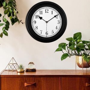 DIYZON Retro Wall Clock, 12 Inch Vintage Silent Non Ticking Classic Clocks, Easy to Read, Quality Quartz Clock Battery Operated, Decorative Bedroom, Kitchen