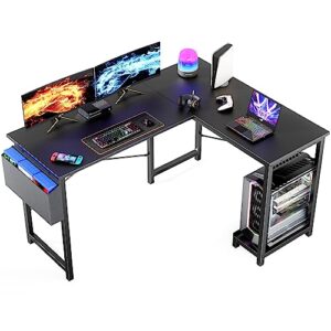 olixis computer desk for home office storage and cpu, 50 inch, black
