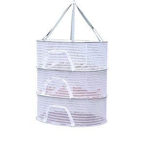 herb drying rack hanging foldable mesh net with zipper food dry net sweater drying rack for drying seeds, herb, vegs, fruits, bud, plants(3 layers)
