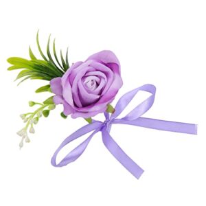 BESPORTBLE 2pcs Wrist Flower Wedding Decor Flower Bracelet Wrist Corsage Wrist Corsage Bracelet Flower Corsage Bracelet Wedding Corsage Wristlet Silk Flower Purple Bridesmaid Wrist Chain