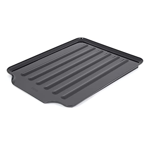 Copco Large Black Drain Board Fits Under Any Large Dish Rack to Catch Water or for Larger Pots Alone, Angled Base Allows for Self Draining with Raised Ribs to Prevent Water from Puddling