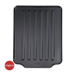 Copco Large Black Drain Board Fits Under Any Large Dish Rack to Catch Water or for Larger Pots Alone, Angled Base Allows for Self Draining with Raised Ribs to Prevent Water from Puddling