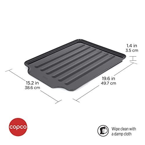 Copco Large Black Drain Board Fits Under Any Large Dish Rack to Catch Water or for Larger Pots Alone, Angled Base Allows for Self Draining with Raised Ribs to Prevent Water from Puddling