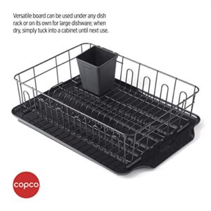 Copco Large Black Drain Board Fits Under Any Large Dish Rack to Catch Water or for Larger Pots Alone, Angled Base Allows for Self Draining with Raised Ribs to Prevent Water from Puddling