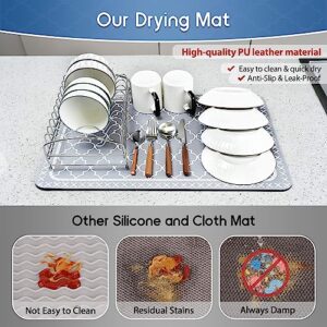 Dish Drying Mat - 24"x16" Large Dish Drying Mat for Kitchen Counter Cabinets Shelf Waterproof Protector Mats, Ultra Absorbent, Quick Dry, Hide Stain, with Non-slip Rubber Backed - Dish Rack Mat