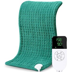 nowwish heating pad for back pain & cramps relief, xl moist heat electric heating pads with auto shut off large, gifts for women men, 12 "x 24 green