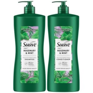 suave shampoo and conditioner set w/rosemary and mint - invigorating mint and rosemary shampoo and conditioner for soft & shiny hair, 28 oz ea (2 piece set)