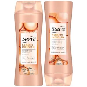 suave keratin shampoo and conditioner, keratin infusion smoothing system, suave shampoo and conditioner set - 12.6 oz ea (2 piece bundle)