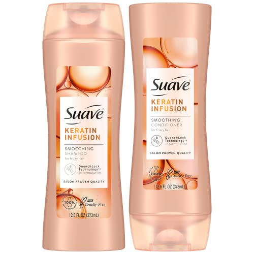 Suave Keratin Shampoo and Conditioner, Keratin Infusion Smoothing System, Suave Shampoo and Conditioner Set - 12.6 Oz Ea (2 Piece Bundle)