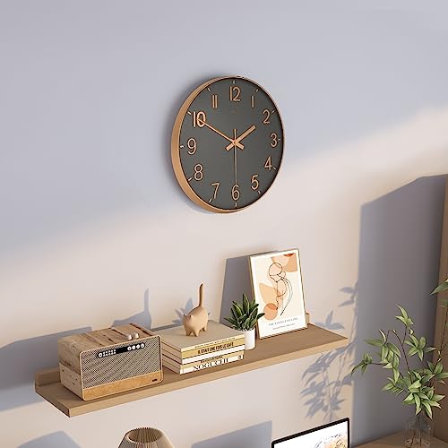 Whiteleopards Black 12 inch Wall Clocks Battery Operated Silent Non Ticking Modern Wall Clock for Living Room Bedroom Kitchen Office Classroom Decor, Black and White