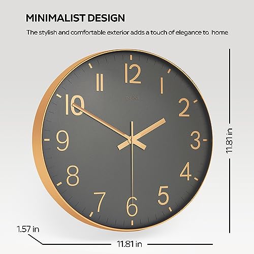 Whiteleopards Black 12 inch Wall Clocks Battery Operated Silent Non Ticking Modern Wall Clock for Living Room Bedroom Kitchen Office Classroom Decor, Black and White