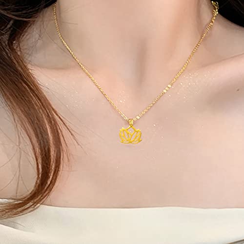 Gold Lotus Flower Pendant Necklace Collar Style pendant Collar Jewelry for Women Simple Leaf Design Jewelry for Women Dainty Openwork Design Gift for lovers friends