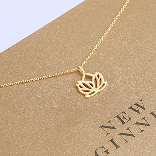 Gold Lotus Flower Pendant Necklace Collar Style pendant Collar Jewelry for Women Simple Leaf Design Jewelry for Women Dainty Openwork Design Gift for lovers friends