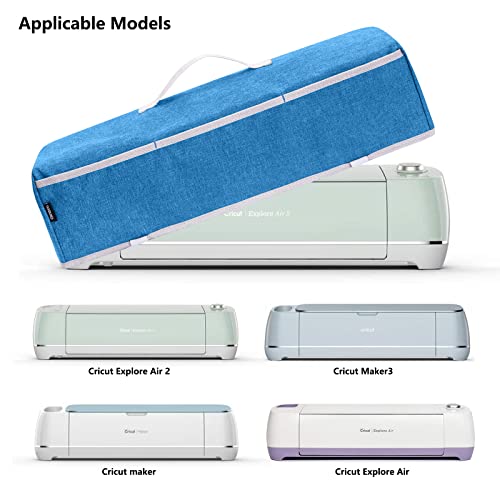 Ginsco Waterproof Dust Cover for Cricut Maker 3, Cricut Maker, Cricut Explore 3 Machine, Cricut Explore Air 2, Cricut Maker Cover with 3 Front Pockets for Cricut Accessories and Supplies Tools Pens Blue