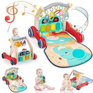 baby gym play mat baby walker, pakoo tummy time mat piano baby playmat, musical activity center mat play mats as birthday christmas gift for babies and toddlers